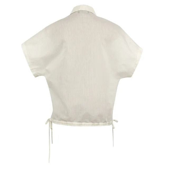 【ICHE 衣哲】Cop.Copine 法式簡約．百搭抽繩短袖短版造型襯衫上衣