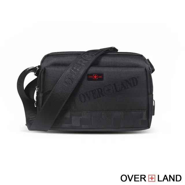 【OverLand】美式十字軍 - LOGO浮印格紋拼接斜背包-小/S(5709)