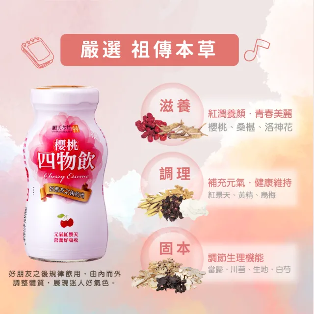 【順天本草】櫻桃四物飲12瓶組-紅景天補充好元氣(6瓶/盒X2)