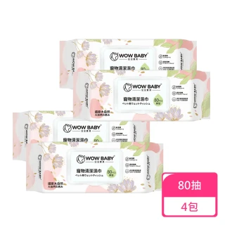 【汪汪寶貝】寵物加厚濕紙巾80抽；4包組(寵物濕巾 貓狗濕巾)