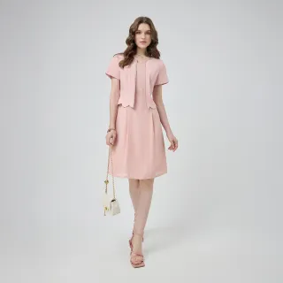 【ILEY 伊蕾】簡約短袖假兩件洋裝(淺粉；M-2L；1252077021)