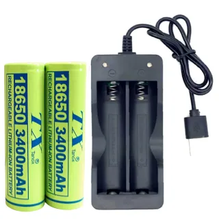 【TX 特林】18650鋰充電池3400mAh-2入+USB充電器(3400-2+USB)