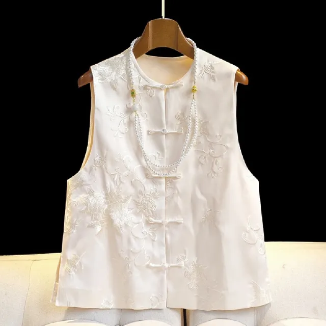 【巴黎精品】唐裝上衣中國風馬甲(輕奢重工刺繡背心女外套3色n1jf33)