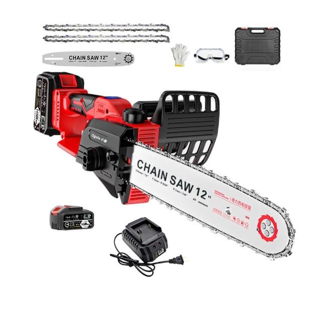 【Ogula 小倉】電鏈鋸 無刷12寸鏈鋸機 3980W工業級20000M一電 電量顯示(電動鋸子/伐木機/鋰電鋸)