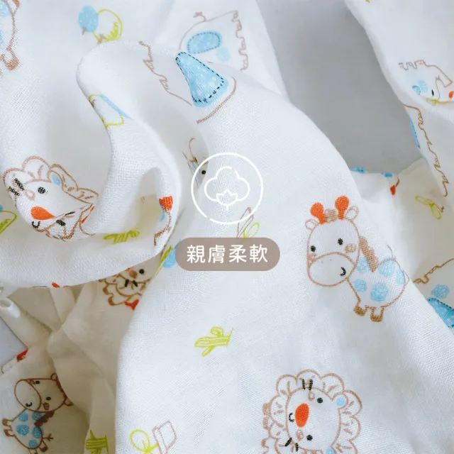 【Oluna 歐露娜】哈哈熊 綁帶紗布 長袖包屁衣(寶寶包屁衣 純棉包屁衣 寶寶連身衣 透氣包屁衣)