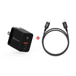 【ADAM 亞果元素】OMNIA X35A GaN 35W雙孔迷你快速電源供應器＋S120 60W 傳輸線(超值組合)