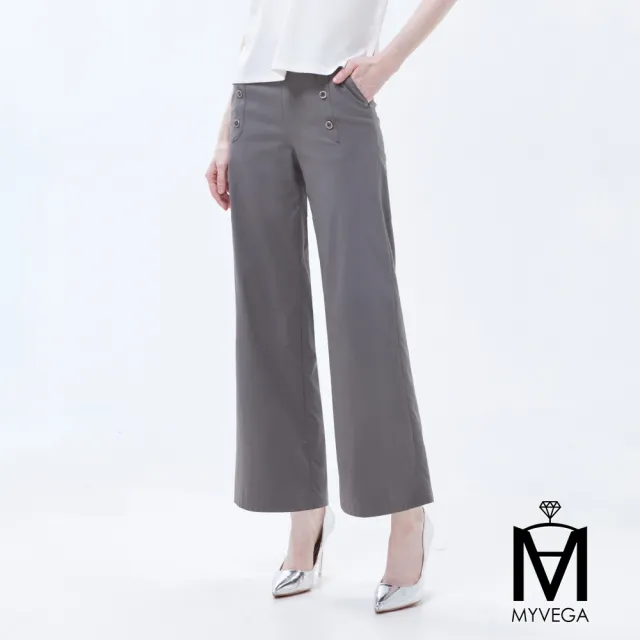 【MYVEGA 麥雪爾】MA經典涼感八分寬褲/九分小喇叭褲-二款任選(女長褲/女下身/女下著/西裝褲)