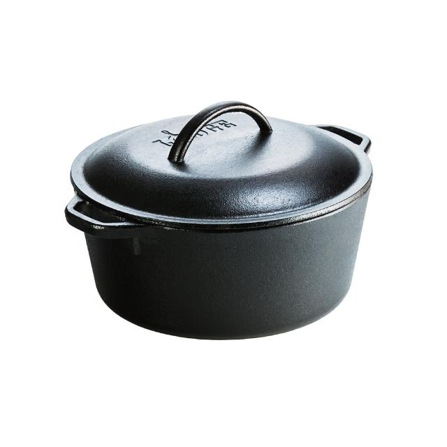 【LODGE】美國製雙耳鑄鐵荷蘭鍋-4.7L (鑄鐵鍋/鑄鐵湯鍋/燉鍋/烤鍋/L8DOL3)