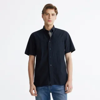 【Tommy Hilfiger】官方旗艦館 泡泡紗短袖襯衫 _藍色