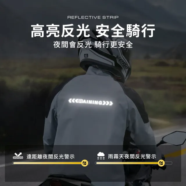 【YUNMI】拼色騎行兩件式雨衣 衝鋒衣雨衣 機車雨衣 徒步雨衣 騎行雨衣 風雨衣(可拆卸雨帽 夜間反光條)