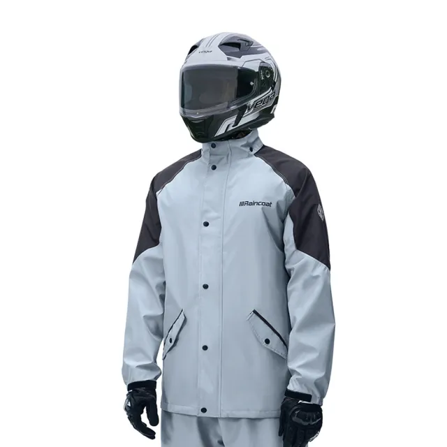 【YUNMI】拼色騎行兩件式雨衣 衝鋒衣雨衣 機車雨衣 徒步雨衣 騎行雨衣 風雨衣(可拆卸雨帽 夜間反光條)