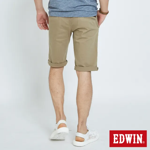 【EDWIN】男裝 基本斜袋休閒短褲(褐色)