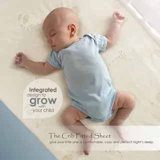 【L.A. Baby】有機棉防水透氣嬰兒床保潔床包 M號 120*60cm(有機棉朵、歡樂叢林)