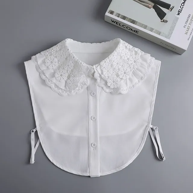 【米蘭精品】雙11優惠 假領子襯衫領片(雙層翻領蕾絲花邊女裝配件t1ko47)