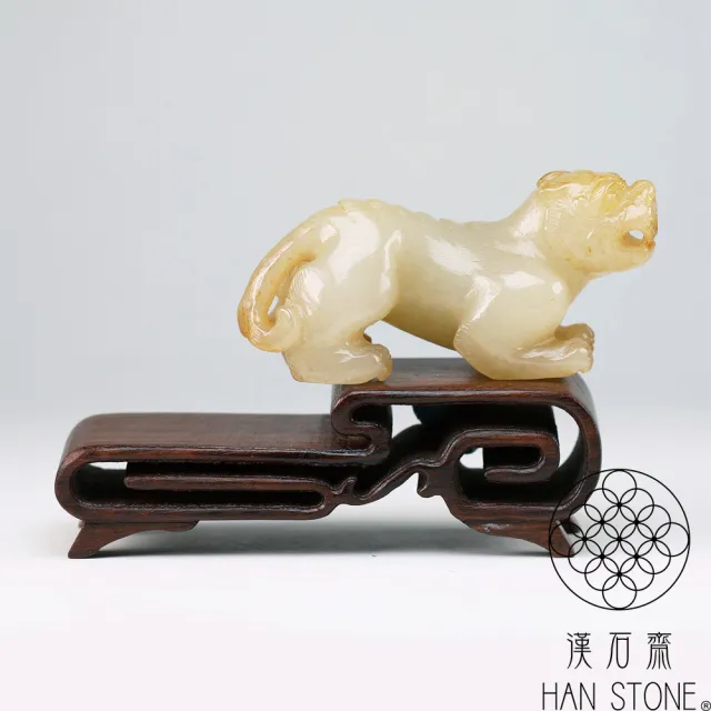 漢石齋】天然和田玉瑞獸小擺件沁色白玉(63*29*26mm) - momo購物網