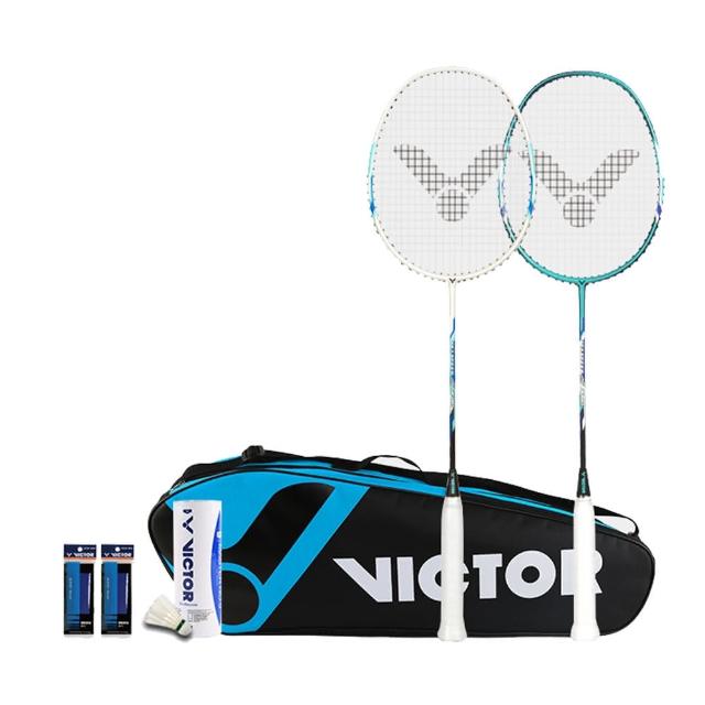 【VICTOR 勝利體育】羽球拍 對拍組 JS-DF001 暢銷款 入門首選 速度類 羽毛球拍 (贈1/4打羽球 專屬拍袋)