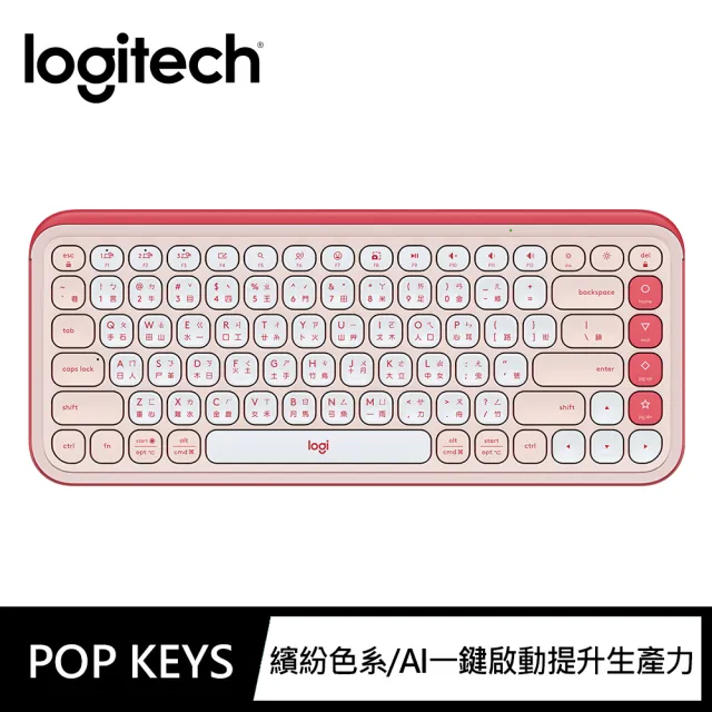 【Logitech 羅技】POP Icon Keys 無線藍芽鍵盤(蜜糖粉)