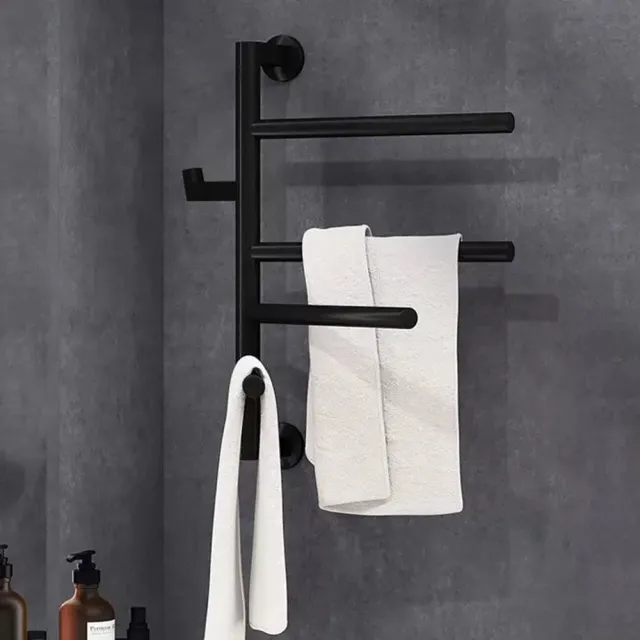 【KOHLER】Underscore 110V 電熱毛巾桿帶勾 多功能掛架 霧面黑(恆溫加熱 可旋轉)