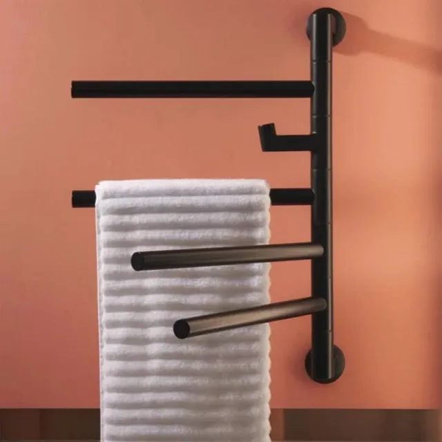 【KOHLER】Underscore 110V 電熱毛巾桿帶勾 多功能掛架 霧面黑(恆溫加熱 可旋轉)