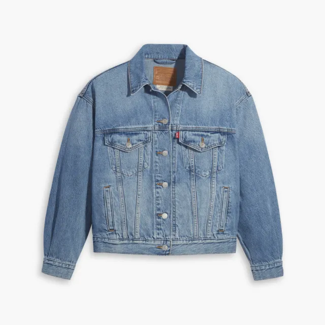 【LEVIS】女款 90年寬鬆版牛仔外套/寬袖設計/天絲棉/精工中藍染水洗 熱賣單品