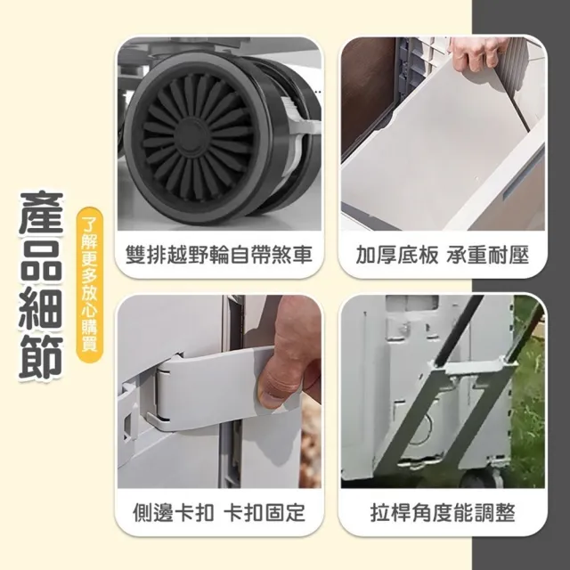 【Zhuyin】頂級100L 可側開 折疊收納手推車 可平拉 杯架 萬象4輪款(手推車 買菜車 菜籃車 收納箱 置物車)