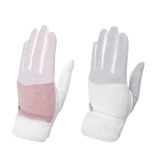 【DESCENTE】GOLF 女士 高爾夫球手套 雙手防寒手套(粉色/白色)
