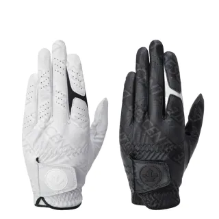 【DESCENTE】GOLF 迪桑特 男士 真羊皮壓紋左手手套 高爾夫球手套(黑色/白色)