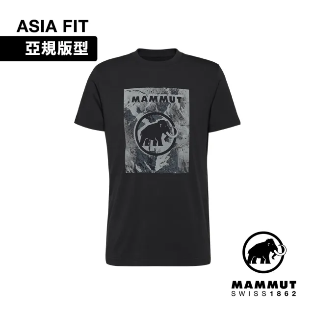 【Mammut 長毛象官方直營】Trovat T-Shirt AF Mammut 吸濕快乾LOGO透氣短袖T恤 男款 黑色 #1017-06450