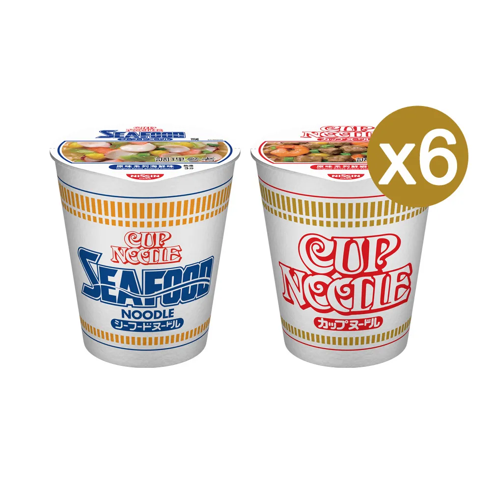 【NISSIN 日清】合味道原味系列杯麵 六入組杯麵 口味任選(海鮮味/鮮蝦味 70g/杯x6杯組)