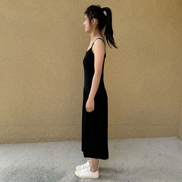 【Hana Mokuba】花木馬日系女裝簡約細肩拼接連身裙(洋裝)