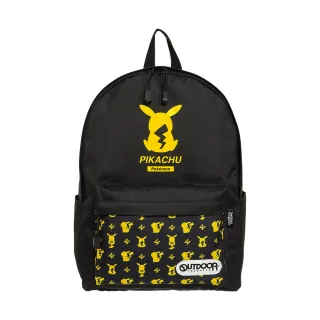 【OUTDOOR】寶可夢Pokemon-潮黑皮卡丘後背包-大-黑色 ODGO20B01BK(高密度聚酯纖維面料)