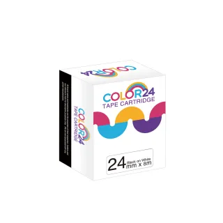【Color24】LC-6WBN / LK-6WBN 白底黑字 副廠 相容標籤帶_寬度24mm