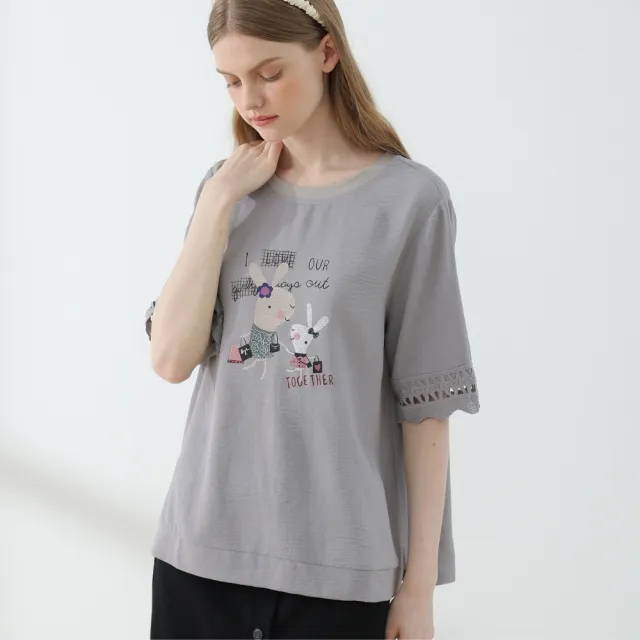 YASA 日系彩繪雲彩棉蕾絲上衣