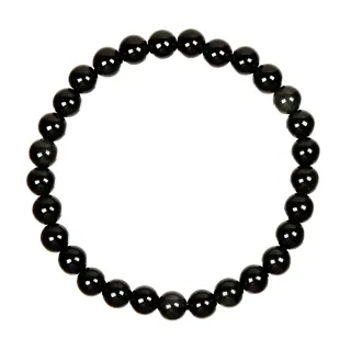 【正佳珠寶】黑曜石 單眼黑曜 經典避邪擋煞 6mm 黑曜石手珠｜日本彈力繩