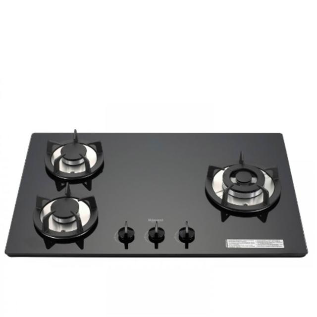 【林內】三口玻璃防漏檯面爐黑色鑄鐵爐架RB-302GH瓦斯爐NG1/LPG(RB-302GH-B基本安裝)