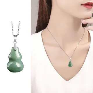 【KT DADA】玉項鍊 開運項鍊 S925純銀 項鍊 飾品 項鍊女 翡翠項鍊 葫蘆吊飾 招財 玉石項鍊