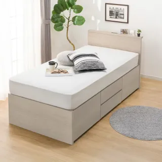 【NITORI 宜得利家居】◎單人床座 床架 N-ZIO-T BOX GW 附充電孔(床座 床架 充電孔 N-ZIO)
