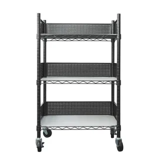 【dayneeds 日需百備】60x45x90cm 廚房置物推車 含圍籬+PP板+工業輪(推車/微波爐架/層架)