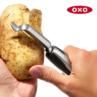 【美國OXO】不鏽鋼直式蔬果削皮器 削皮刀(好握防滑 日製420不鏽鋼刀片  鋒利滑順)