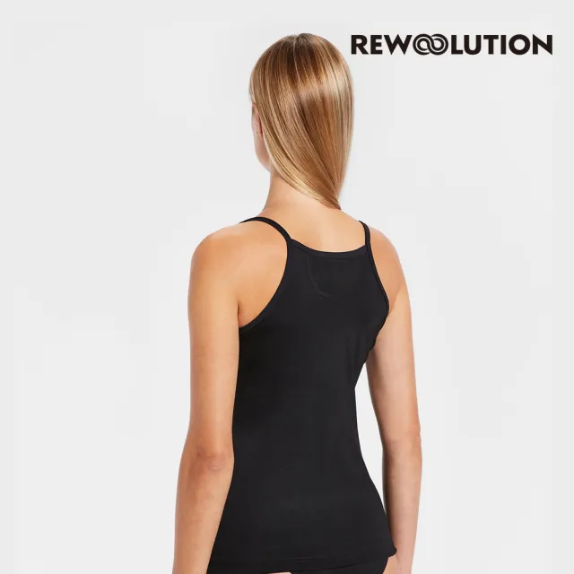 【Rewoolution】女 DREW 140g背心[黑色]EB1WU50595(羊毛衣 背心 細肩背心 內搭衣)