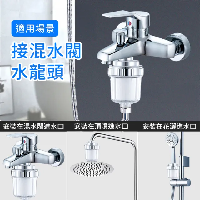 【SYU】4分通用款 沐浴過濾器 含4個濾芯(微米級PP過濾棉 濾水器 水龍頭過濾器)