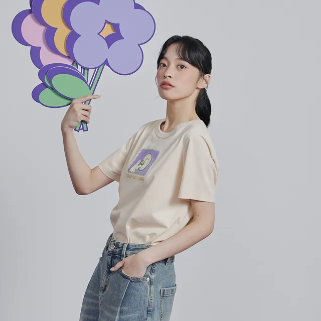 【gozo】gozox黑白小姐☆☆送花給自己與愛情T恤(米色)