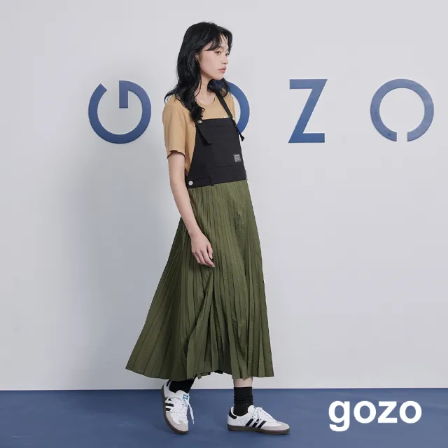 【gozo】工裝吊帶百褶洋裝(兩色)