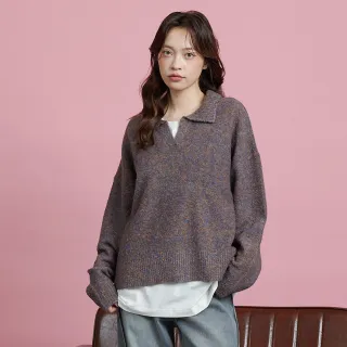 【gozo】我愛啤酒羊毛圈圈紗polo領毛衣(兩色)