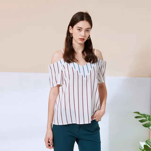 【ICHE 衣哲】Cop.Copine仲夏巴黎條紋露肩造型上衣
