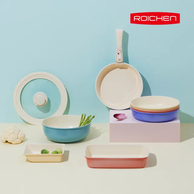 【Roichen】韓國製 28cm深炒鍋+可拆把手(IH爐 全火源適用 露營 輕量鍋陶瓷塗層不沾鍋)