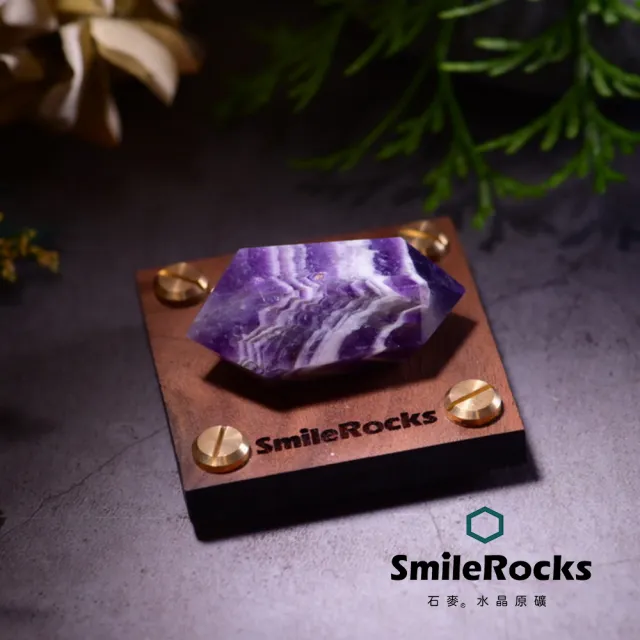 【SmileRocks 石麥】石麥水晶原礦 夢幻紫水晶雙尖柱 No.624380529(SmilePad 6X6底板)
