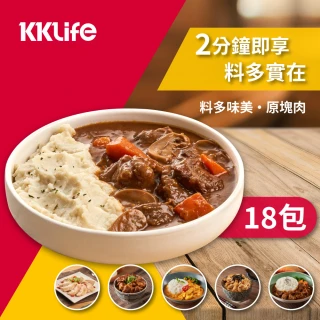 【KKLife】料理包18包(180g-250g/包;紅酒牛.日式.泰式雞.日式軟骨.調理包.即食.咖哩.熟食)