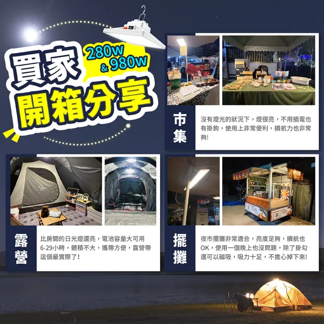 【Mr.U優先生】新爆亮LED 露營燈 大面積款/980W/充電夾燈 可選(夜市地攤燈 帳篷燈 緊急照明 地震包)