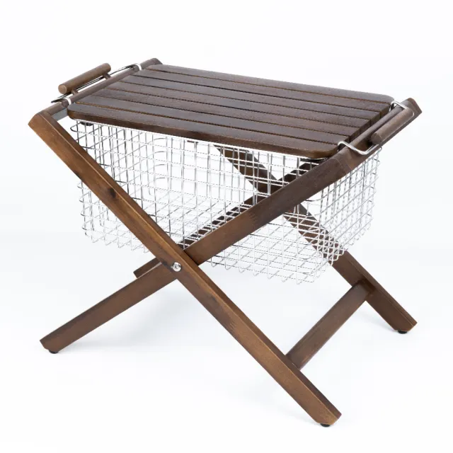 【MUJI 無印良品】相思木立架+桌板+不鏽鋼收納籃4(露營系列)